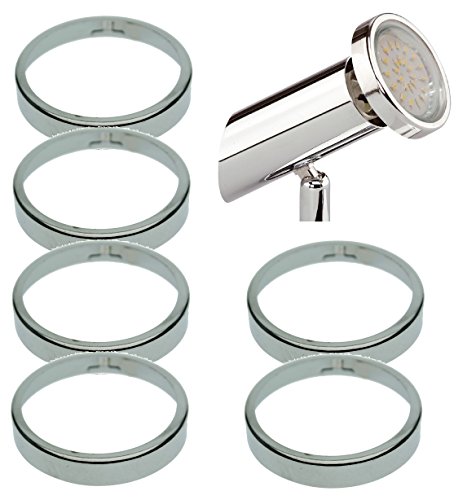 Trango 6er Pack Deko-Chrom Ring für GU10 MR16 LED Halogen Leuchtmittel TGCR06 von Trango