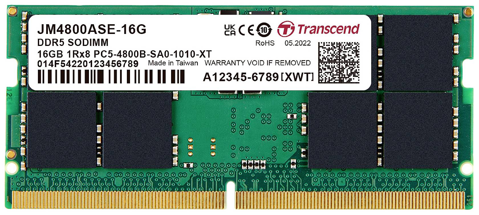 SO DDR5 16GB PC 4800 CL40 Transcend JetRAM, JM4800ASE-16G SO DDR5 16GB PC 4800 CL40 Transcend JetRAM, JM4800ASE-16G von Transcend