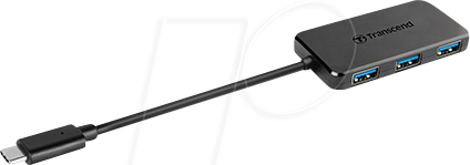 TS-HUB2C - USB 3.0, 4 Port Hub, 4x USB-A, Typ-C Anschlusskabel, schwarz von Transcend