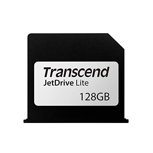 Transcend 128 GB JetDrive Lite extra Speicher-Erweiterungskarte für MacBook Air 13''; angepasst und abschließend mit dem Karten-Slot (Generation Ende 2010-2017), TS128GJDL130, schwarz / silberfarben von Transcend