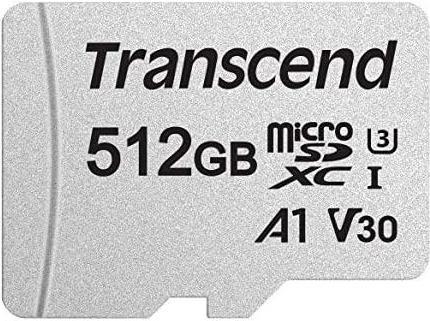 Transcend 300S - Flash-Speicherkarte (Adapter inbegriffen) - 512 GB - A1 / Video Class V30 / UHS-I U3 / Class10 - microSDXC von Transcend