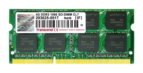 Transcend 4GB DDR3 1066Mhz SO-DIMM Arbeitsspeicher CL7 für Apple MacBook Pro (PC3-8500) von Transcend