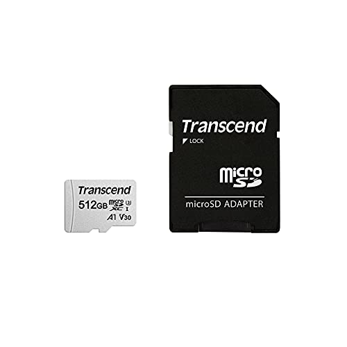 Transcend 512GB microSDXC/SDHC 300S Memory Card / Speicherkarte TS512GUSD300S mit Adapater / bis zu 95 MBs lesen und 40 MBs schreiben von Transcend