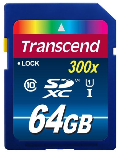 Transcend 64 GB SDXC-Speicherkarte, Klasse 10, UHS-I, Übertragungsrate 90 MB/s (max.) von Transcend