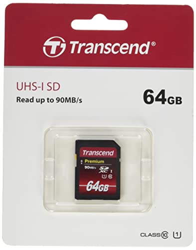 Transcend 64 GB SDXC-Speicherkarte, Klasse 10, UHS-I, Übertragungsrate 90 MB/s (max.) von Transcend