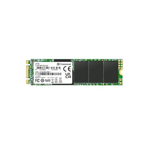 Transcend MTS830S 4 TB M.2 2280 SATA III 6 Gb/s internes Solid State Drive (SSD) 3D TLC NAND mit DRAM Cache (TS4TMTS830S) von Transcend