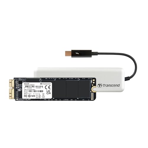 Transcend 960GB Highspeed JetDrive Thunderbolt PCIe™ Gen3 x4 Portable SSD Speichererweiterung für MacBook (Pro, Air) und Mac (mini, Pro); inkl. externem Aluminiumgehäuse und Zubehör TS960GJDM855 von Transcend
