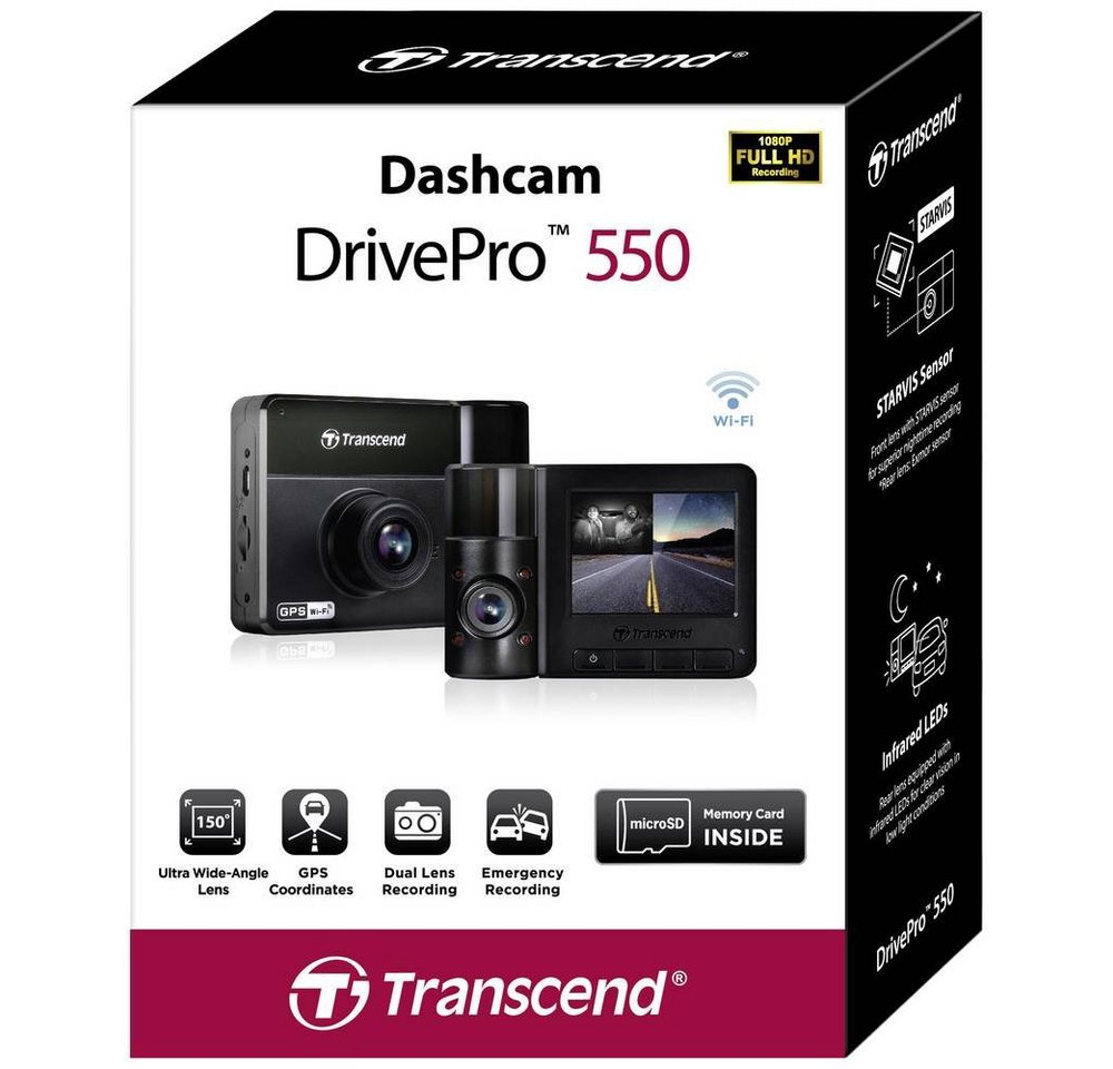 Transcend Dashcam 64 GB Dashcam (WLAN, Akku, Innenraumkamera) von Transcend