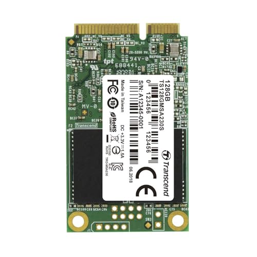 Transcend Highspeed 128GB interne mSATA SSD SATA III (6Gb/s), zum Aufrüsten von Ultrabooks, Tablets oder Slim Servern, schnelle Übertragung TS128GMSA230S von Transcend
