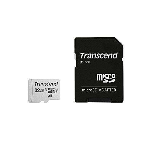 Transcend Highspeed 32GB micro SDXC/SDHC Speicherkarte (für Smartphones, etc. und Digitalkameras) / Class 10, UHS-I, A1 – TS32GUSD300S-AE (mit Adapter, umweltfreundliche Verpackung) von Transcend