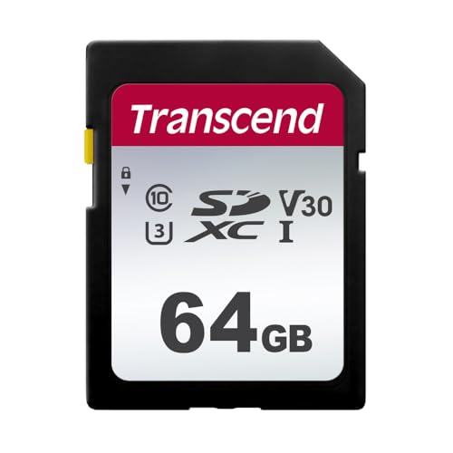 Transcend Highspeed 64GB SDXC Speicherkarte (für Digitalkameras; Bilder & Videos; Autoradio) Class 10, UHS-I U1, Video Speed Class V10 für 4K Ultra HD TS64GSDC300S-E (umweltfreundliche Verpackung) von Transcend