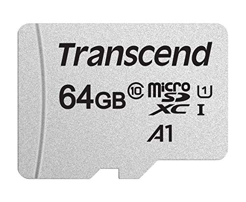 Transcend Highspeed 64GB micro SDXC/SDHC Speicherkarte (für Smartphones, etc. und Digitalkameras) / 4K, Class 10, UHS-I, A1 – TS64GUSD300S-A (mit Adapter) von Transcend