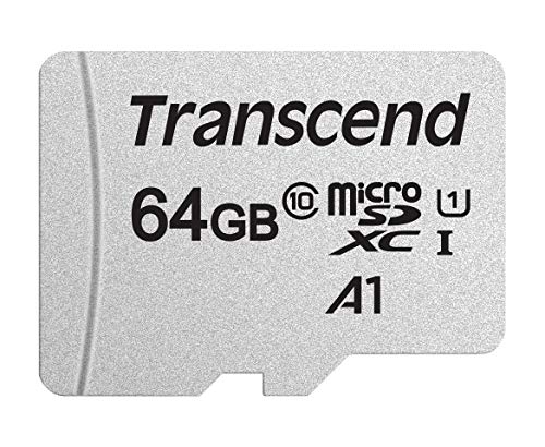 Transcend Highspeed 64GB micro SDXC/SDHC Speicherkarte (für Smartphones, etc. und Digitalkameras) / 4K, Class 10, UHS-I, A1 – TS64GUSD300S-AE (mit Adapter) silber von Transcend