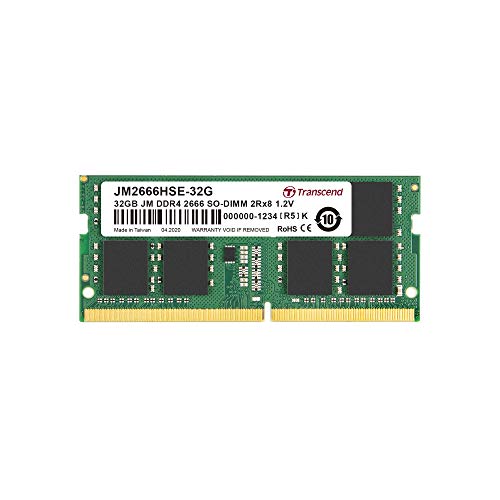 Transcend JM2666HSE-32G Arbeitsspeicher 32 GB DDR4 2666 MHz Arbeitsspeicher Modul (32 GB, DDR4, 2666 MHz, SO-DIMM) von Transcend