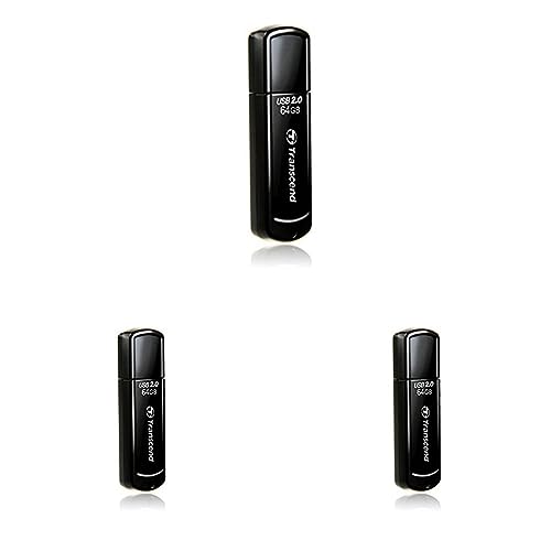 Transcend JetFlash 350 64GB USB-Stick (nur 8,5g) schwarz (Packung mit 3) von Transcend