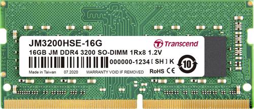 Transcend JetRAM Laptop-Arbeitsspeicher Modul DDR4 16GB 1 x 16GB 3200MHz 260pin SO-DIMM JM3200HSE-16 von Transcend