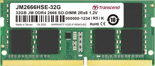 Transcend JetRAM Laptop-Arbeitsspeicher Modul DDR4 32GB 1 x 32GB Non-ECC 2666MHz 260pin SO-DIMM CL19 von Transcend