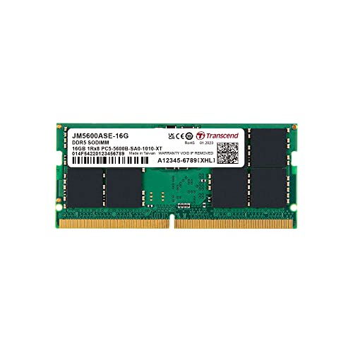 Transcend Laptop-Arbeitsspeicher Modul 16GB DDR5 5600MHz - JM5600ASE-16G Transcend Laptop-Arbeitsspeicher Modul 16GB DDR5 5600MHz - JM5600ASE-16G von Transcend