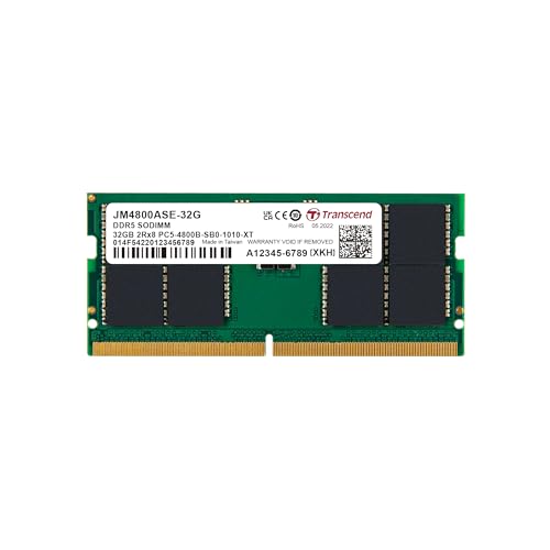Transcend Laptop-Arbeitsspeicher Modul 32GB DDR5 4800MHz - JM4800ASE-32G Transcend Laptop-Arbeitsspeicher Modul 32GB DDR5 4800MHz - JM4800ASE-32G von Transcend