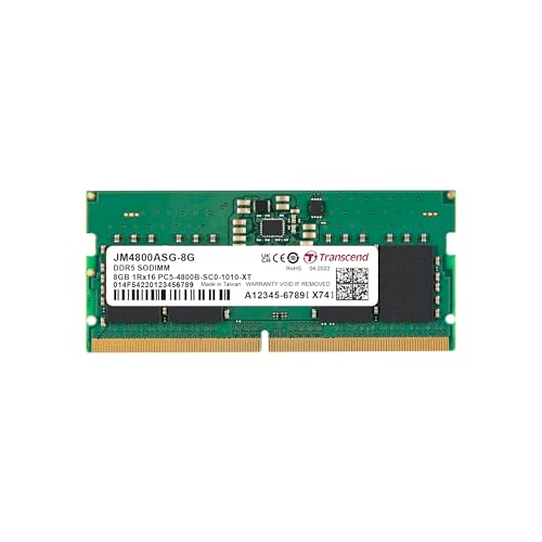 Transcend Laptop-Arbeitsspeicher Modul 8GB DDR5 4800MHz - JM4800ASG-8G Transcend Laptop-Arbeitsspeicher Modul 8GB DDR5 4800MHz - JM4800ASG-8G von Transcend