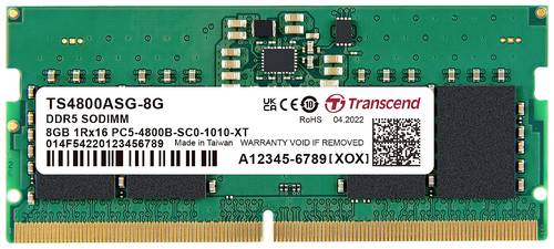 Transcend Laptop-Arbeitsspeicher Modul DDR5 8GB 1 x 8GB ECC 4800MHz 262pin SO-DIMM CL40 TS4800ASG-8G von Transcend