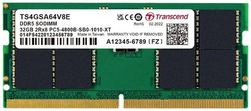 Transcend Laptop-Arbeitsspeicher Modul Industrial DDR5 32GB 1 x 32GB 4800MHz 262pin SO-DIMM CL40 TS4 von Transcend