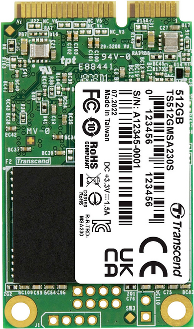 Transcend MSA230S - SSD - 512 GB - intern - mSATA - SATA 6Gb/s von Transcend
