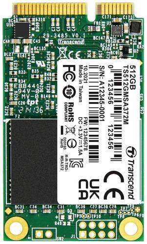 Transcend MSA372M 512GB Interne mSATA SSD SATA III Industrial TS512GMSA372M von Transcend