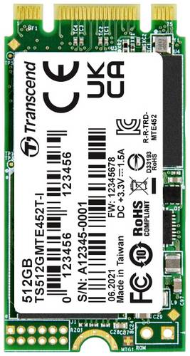 Transcend MTE452T-I 512GB Interne M.2 PCIe NVMe SSD 2242 PCIe NVMe 3.0 x2 Industrial TS512GMTE452T-I von Transcend