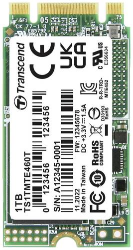 Transcend MTE460T 1TB Interne M.2 PCIe NVMe SSD 2242 PCIe NVMe 3.0 x2 Industrial TS1TMTE460T Transcend MTE460T 1TB Interne M.2 PCIe NVMe SSD 2242 PCIe NVMe 3.0 x2 Industrial TS1TMTE460T von Transcend