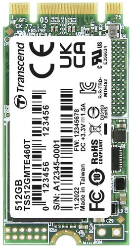 Transcend MTE460T 512GB Interne M.2 PCIe NVMe SSD 2242 PCIe NVMe 3.0 x2 Industrial TS512GMTE460T von Transcend