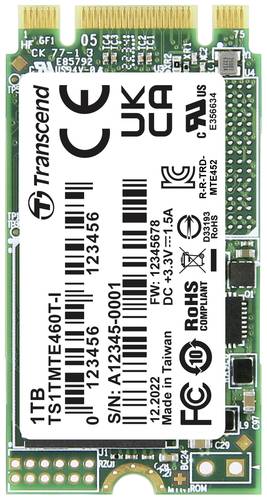 Transcend MTE460T-I 1TB Interne M.2 PCIe NVMe SSD 2242 PCIe NVMe 3.0 x2 Industrial TS1TMTE460T-I von Transcend