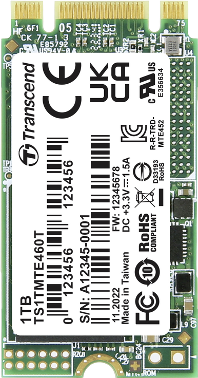 Transcend MTE460T M.2 1 TB PCI Express 3.1 NVMe 3D NAND (TS1TMTE460T) von Transcend
