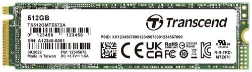 Transcend MTE672A 512GB Interne M.2 PCIe NVMe SSD 2280 PCIe NVMe 3.0 x4 Industrial TS512GMTE672A von Transcend