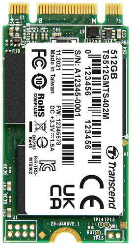 Transcend MTS402M 512GB Interne M.2 PCIe NVMe SSD 2242 SATA III Industrial TS512GMTS402M von Transcend