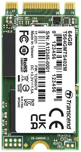 Transcend MTS402M 64GB Interne M.2 SATA SSD 2242 SATA III Industrial TS64GMTS402M von Transcend