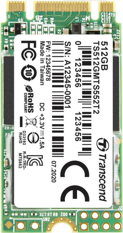 Transcend MTS552T2 - SSD - 512 GB - intern - M.2 2242 (doppelseitig) (M.2 2242 (doppelseitig)) - SATA 6Gb/s von Transcend
