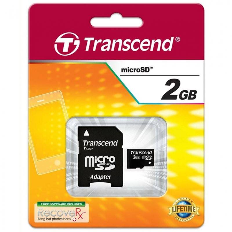 Transcend MicroSD Karte 2GB und SD Adapter von Transcend