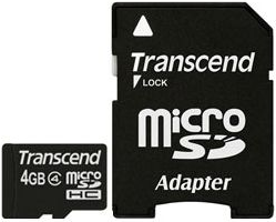 Transcend MicroSDHC Class 4 + SD-Adapter 4GB (TS4GUSDHC4) von Transcend