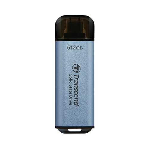 Transcend Portable SSD ESD300C 512GB USB Typ-C 10 Gbit/s PS4/PS5-kompatibel, Blau – TS512GESD300C von Transcend
