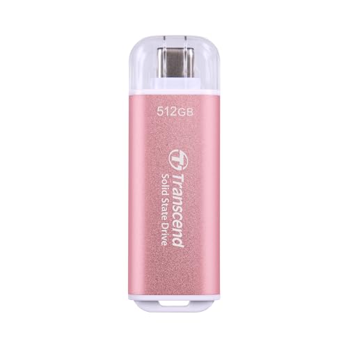 Transcend Portable SSD ESD300P 512GB USB Typ-C 10 Gbit/s PS4/PS5-kompatibel, Rosa – TS512GESD300P von Transcend