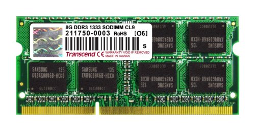 Transcend TS1GSK64V3H Speichermodul 8GB DDR3 1333 SO-DIMM 2Rx8 512Mx8 CL9 1.5V von Transcend