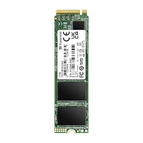 Transcend TS1TMTE220S 1TB M.2 Ultra-Highspeed SSD für High-End-Anwendungen (Gaming, digitale Audio- und Videoproduktionen etc.), schnelle Übertragung bis zu 3.500/2.700 MB/s, PCIe™ Gen3 x4, 2280 von Transcend