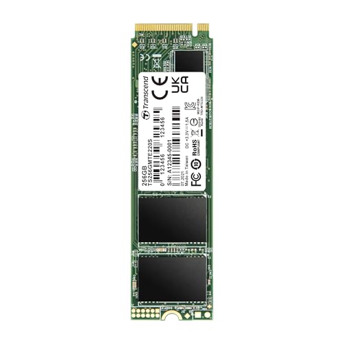 Transcend TS256GMTE220S 256GB M.2 Ultra-Highspeed SSD für High-End-Anwendungen (Gaming, digitale Audio- und Videoproduktionen etc.), schnelle Übertragung bis zu 3.500/2.700 MB/s, PCIe™ Gen3 x4, 2280 von Transcend