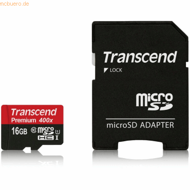 Transcend Transcend 16GB microSDHC Class 10 UHS-I 400x + SD Adapter von Transcend