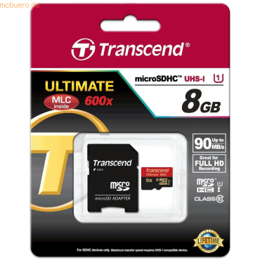 Transcend Transcend 8GB microSDHC Class 10 UHS-I + SD-Adapter Transcend Transcend 8GB microSDHC Class 10 UHS-I + SD-Adapter von Transcend