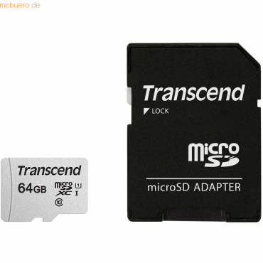 Transcend Transcend microSDXC 64GB Premium 300S Class 10 + SD-Adapter von Transcend