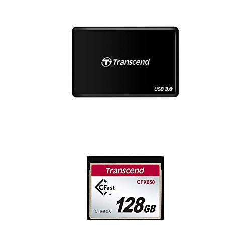 Transcend USB 3.1 Gen 1 CFast 2.0 Kartenleser TS-RDF2 + 128 GB CFast 2.0 CFX650 Speicherkarte TS128GCFX650 von Transcend