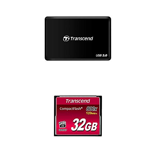 Transcend USB 3.1 Gen 1 CFast 2.0 Kartenleser TS-RDF2 + 32 GB CompactFlash 800 Speicherkarte TS32GCF800 von Transcend