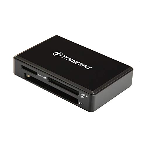 Transcend USB 3.1 Gen 1 kompakter schwarzer Multifunktionskartenleser für UHS-I & UHS-II SD-, microSD- und CompactFlash (CF) Speicherkarten TS-RDF9K2 von Transcend